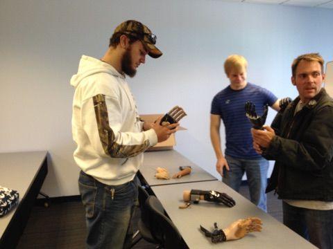 旧约第107章, the students receive a presentation on orthotics and prosthetics from a professional in the field.  They are presented with opportunities to handle the technology.